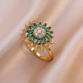Anillo con Movimiento de Girasol baño en oro
