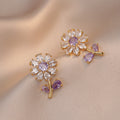 Pendientes de Girasol Morado