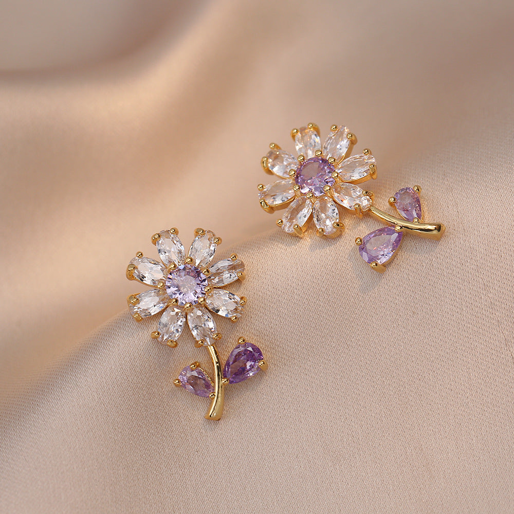 Pendientes de Girasol Morado