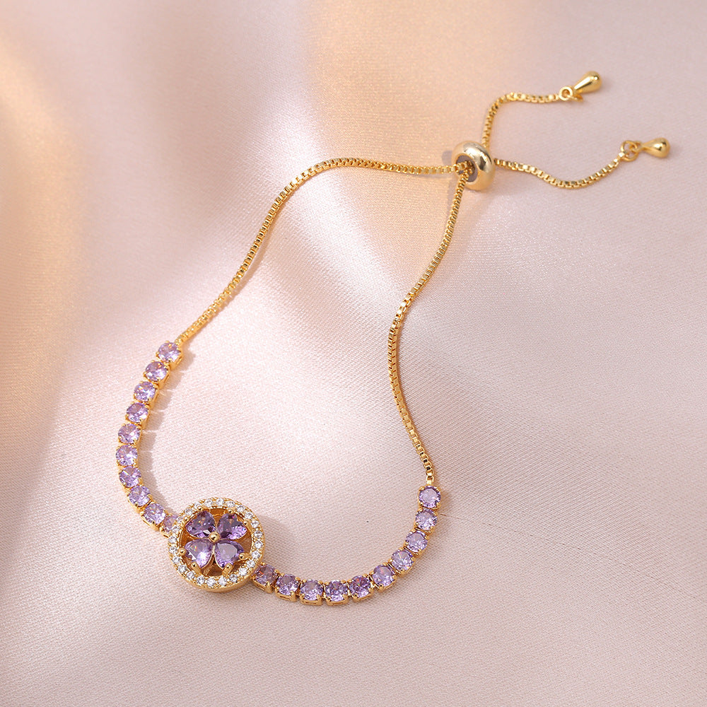 Pulsera de Flor Morada con Movimiento
