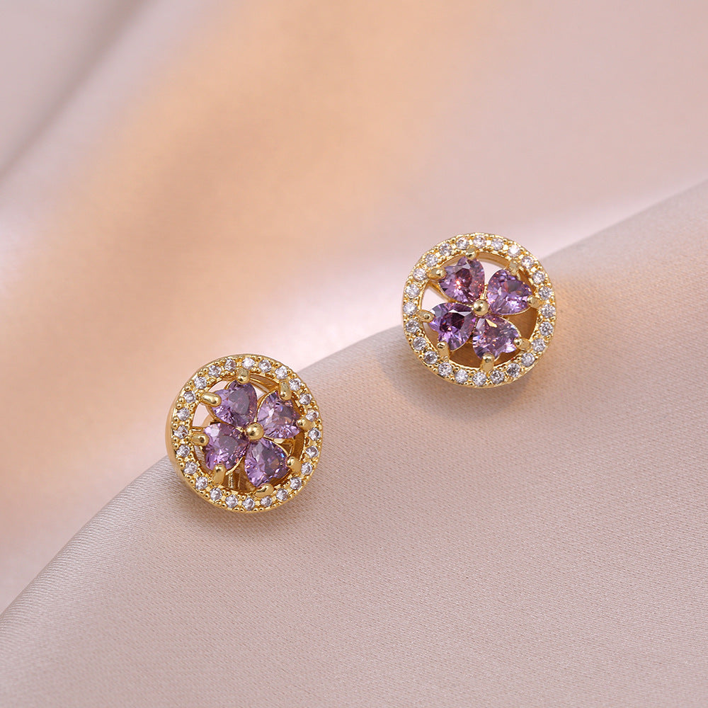 Pendientes de Trébol Morado